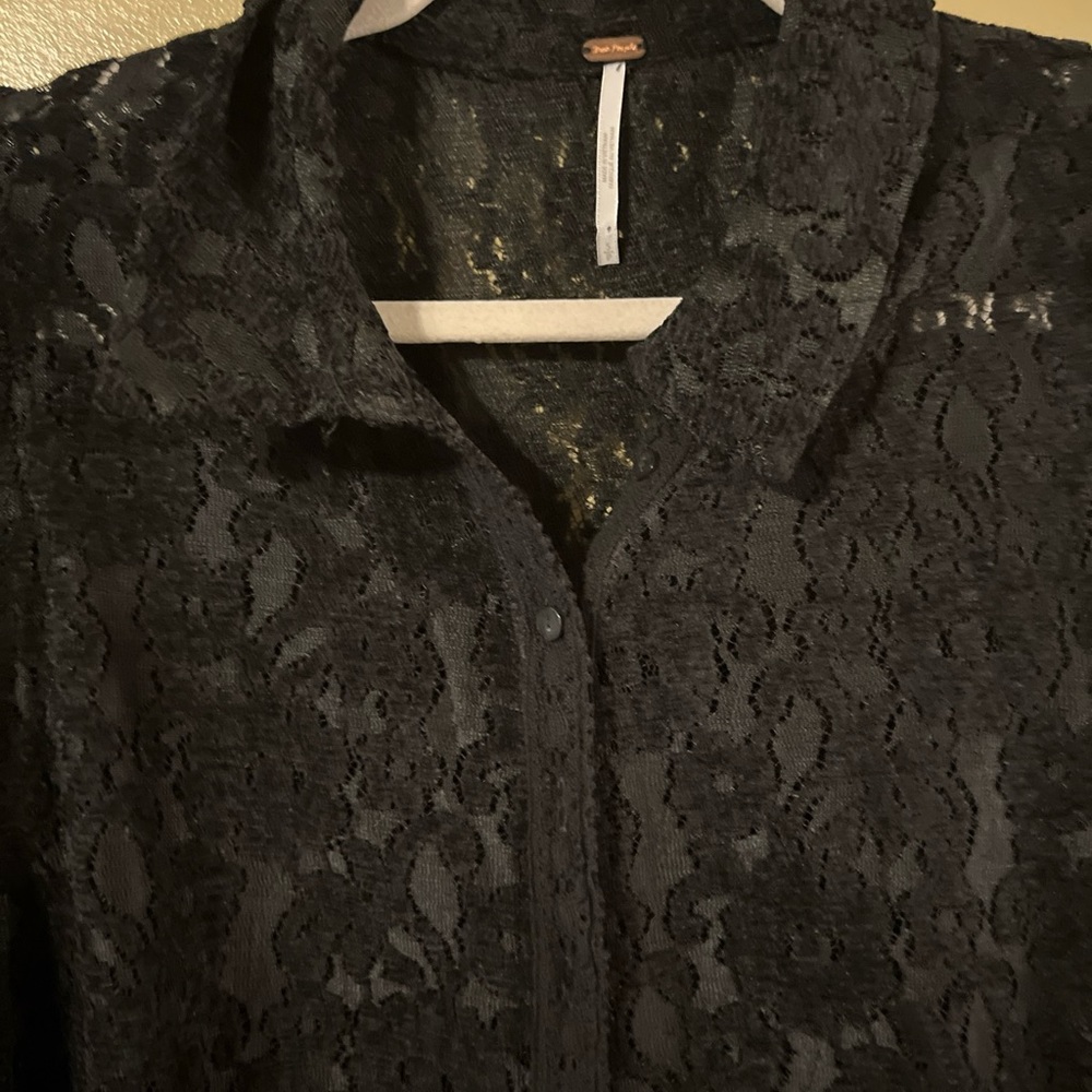 FREE PEOPLE Heather Tunic TOP WOMENS SIZE  S/P  BLACK  Mesh F - Picture 3 of 13